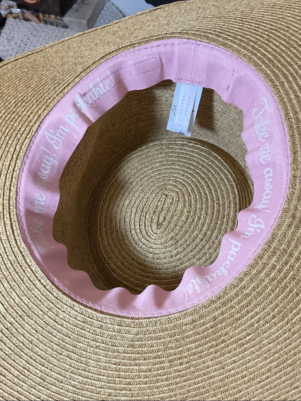 LC Lauren Conrad Straw Sun Hat with Pale Pink Band
